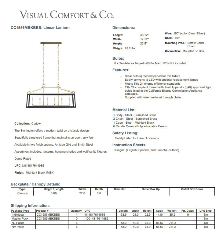 Visual Comfort Studio - Carlow Linear Lantern