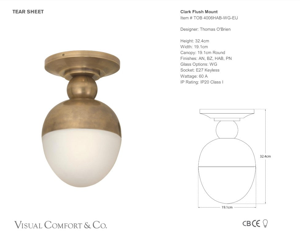 Visual Comfort Thomas O'Brien Clark Flush Mount