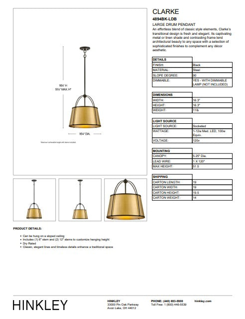 Hinkley Lighting - Clarke Pendant