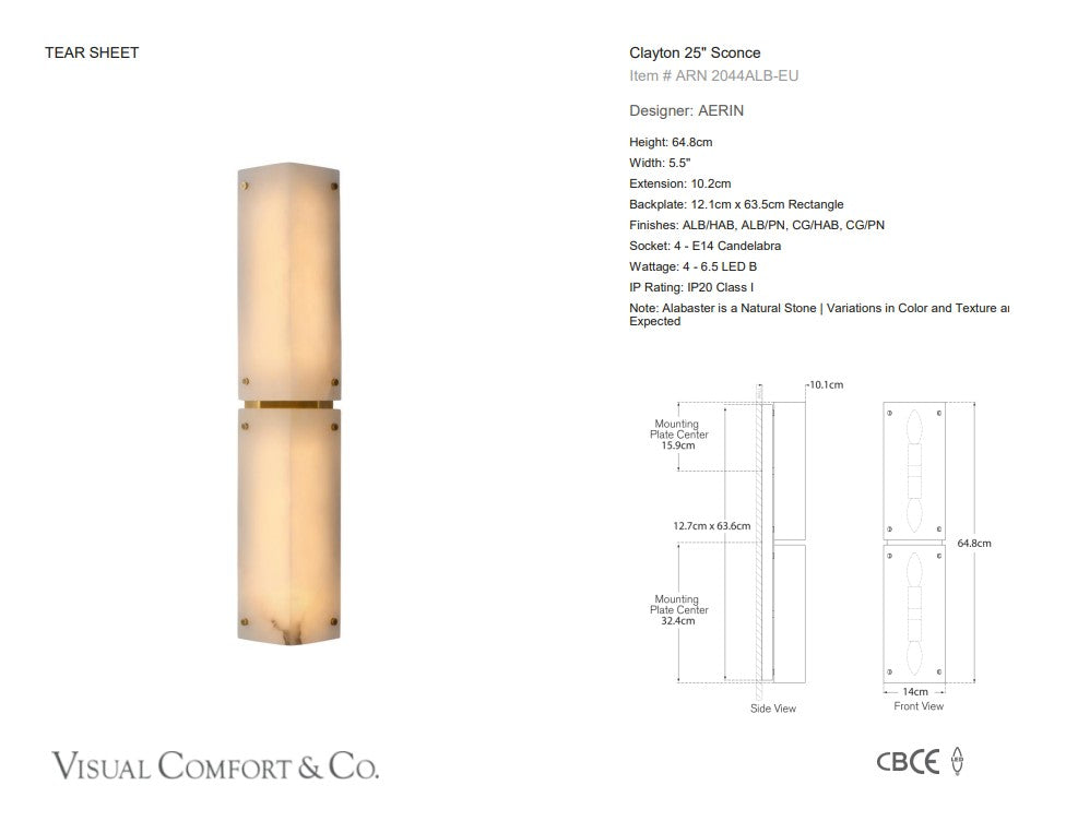 Visual Comfort AERIN Clayton 25" Wall Sconce