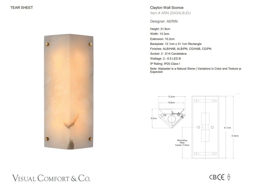 Visual Comfort AERIN Clayton Wall Sconce