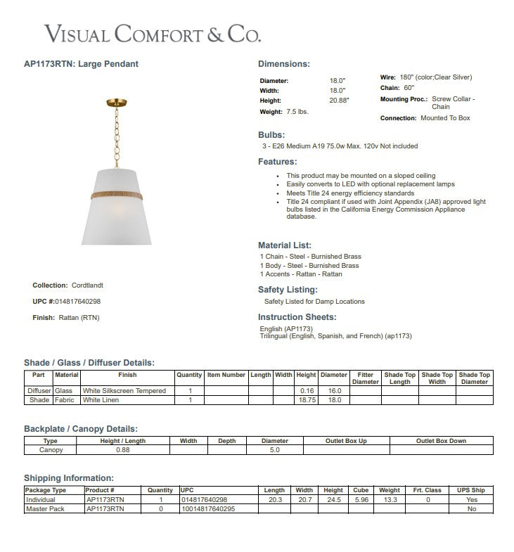 Visual Comfort Studio - Cordtlandt Pendant
