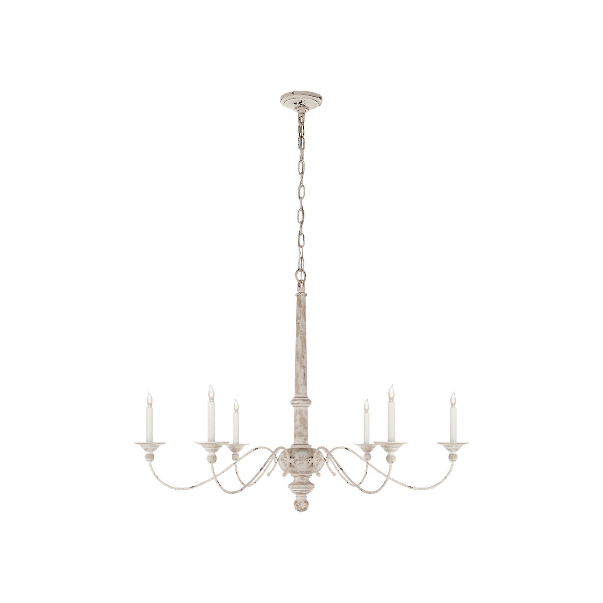 Modern French Provincial-style light with gracefully flowing arms for an inviting, sophisticated look.