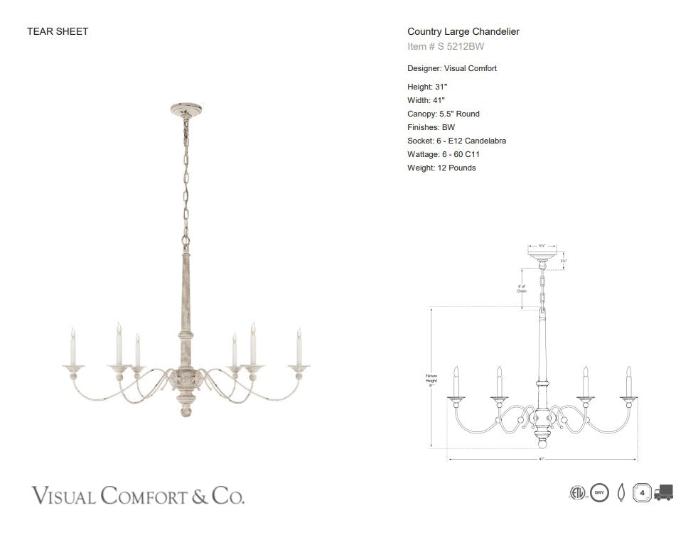 Visual Comfort Country Large Chandelier