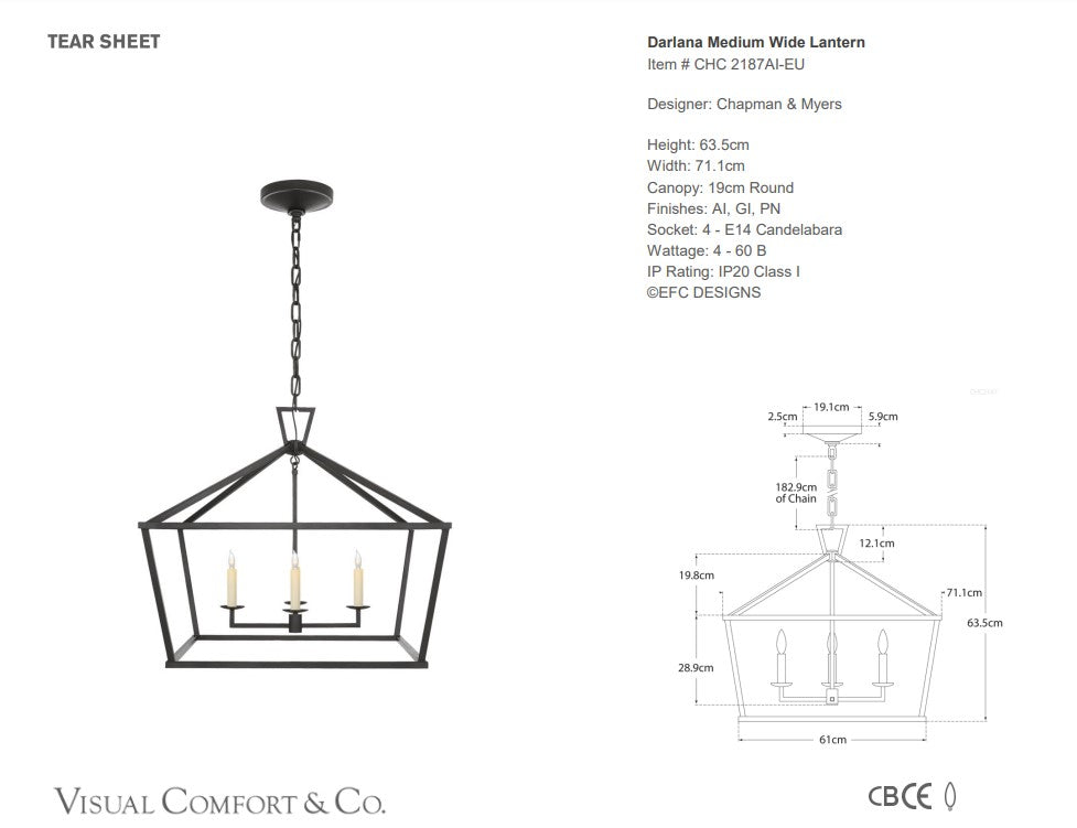 Visual Comfort E. F. Chapman Darlana Medium Wide Lantern