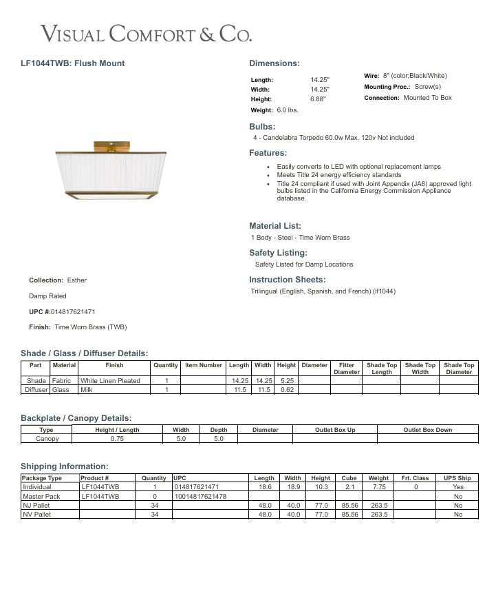 Visual Comfort Studio -  Esther Flush Mount