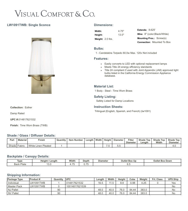 Visual Comfort Studio - Esther Wall Sconce