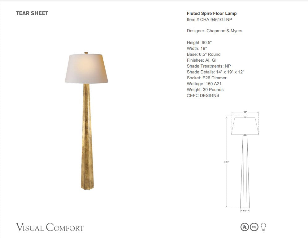 Visual Comfort E. F. Chapman Fluted Spire Floor Lamp