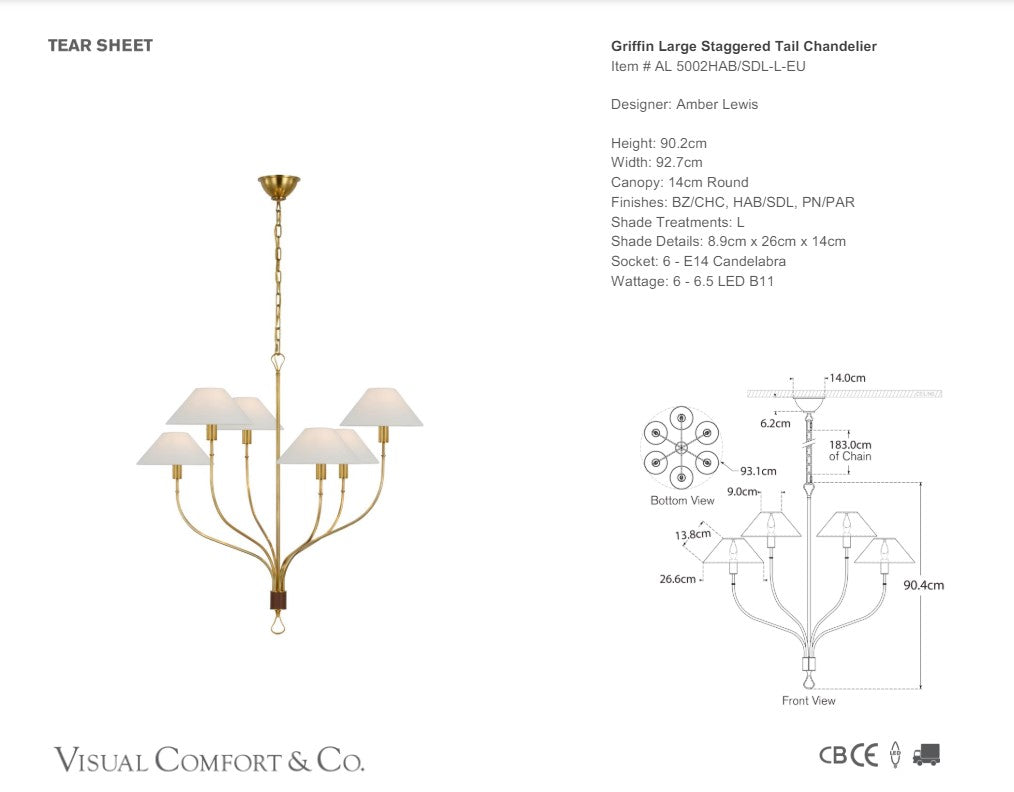 Amber Lewis Griffin Large Staggered Tail Chandelier