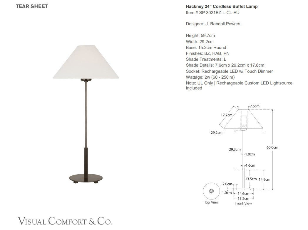 J. Randall Powers Hackney 24" Cordless Buffet Lamp