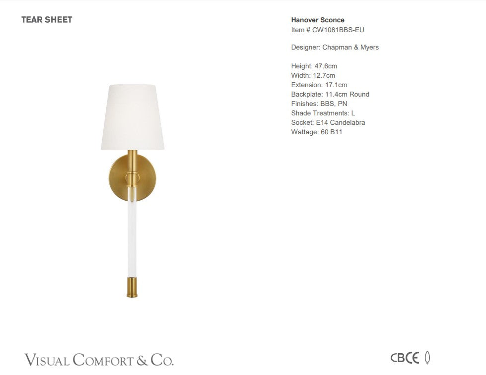 Visual Comfort Chapman & Myers Hanover Sconce