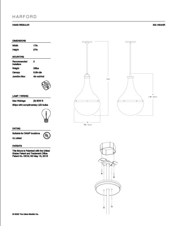 Urban Electric Co. Harford Hang Chandelier