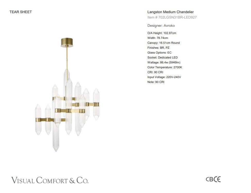 Visual Comfort AvroKO Langston Medium Chandelier