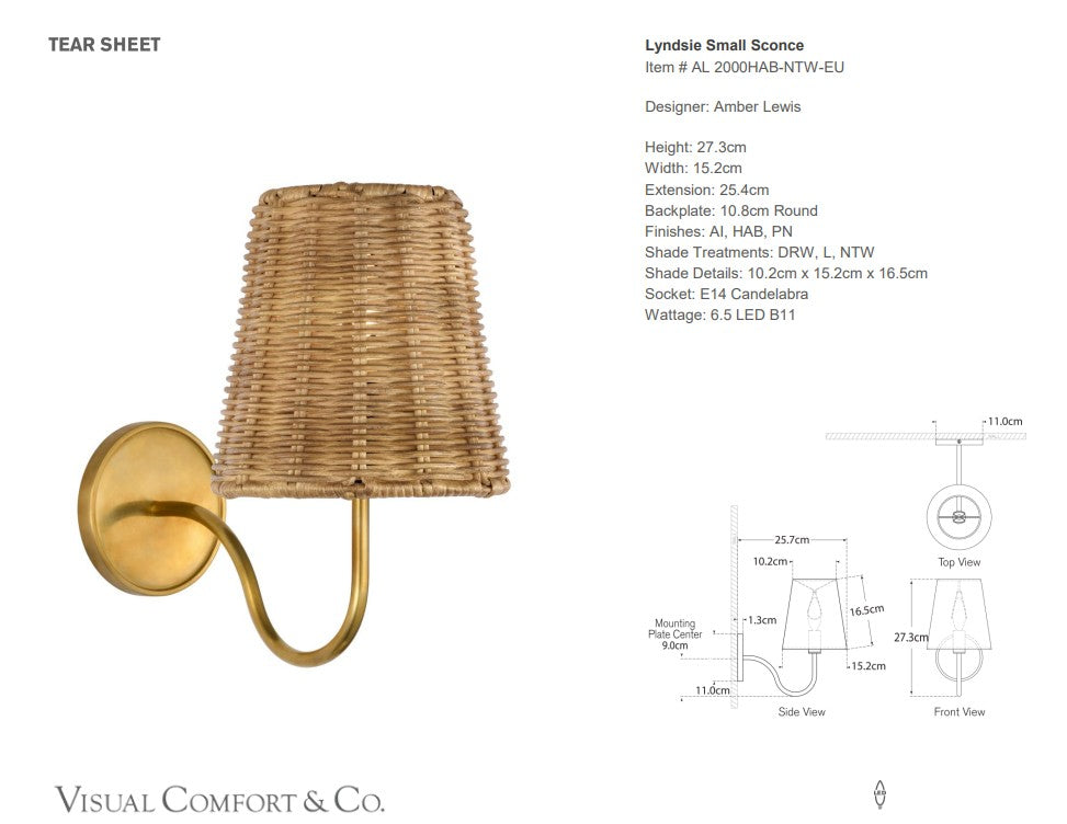 Visual Comfort Amber Lewis Lyndsie Small Sconce