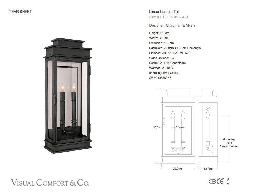 Visual Comfort Chapman & Myers Linear Mini Wall Lantern