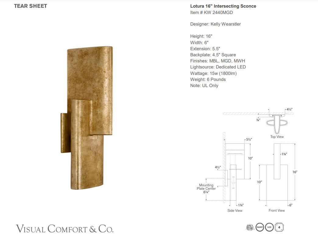 Kelly Wearstler Lotura 16" Intersecting Sconce