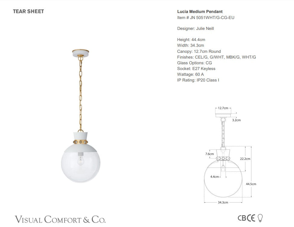 Visual Comfort Julie Neill Lucia Medium Pendant