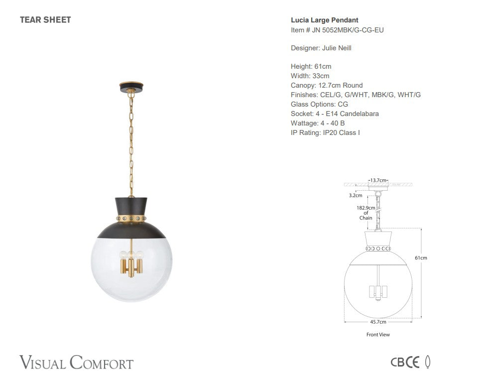 Visual Comfort Julie Neill Lucia Large Pendant