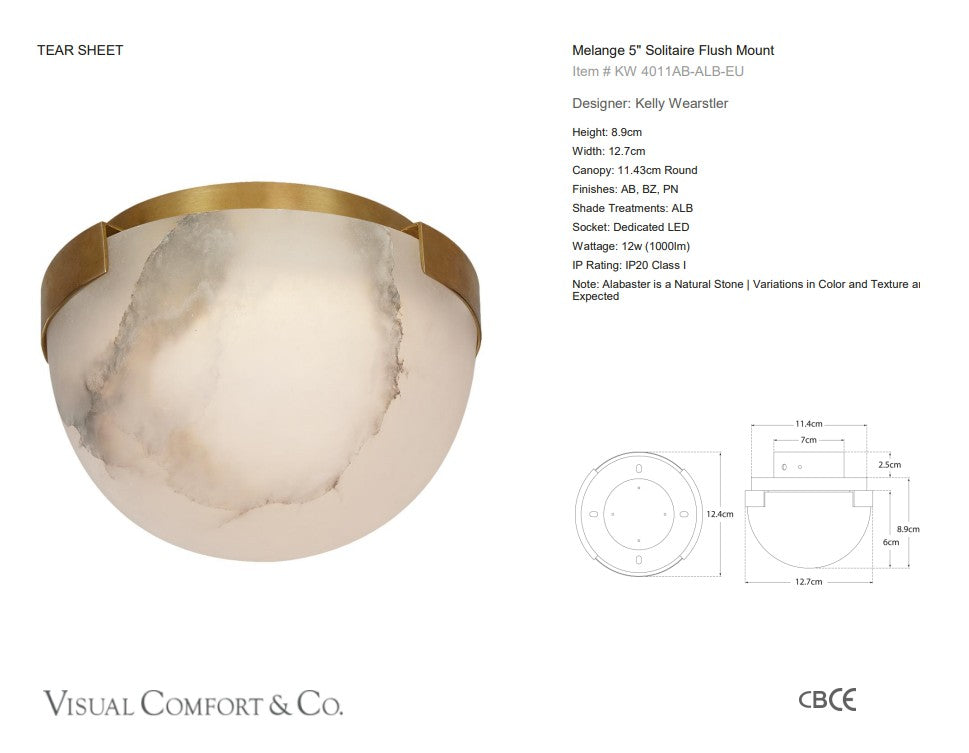 Visual Comfort Kelly Wearstler Melange 5" Solitaire Flush Mount
