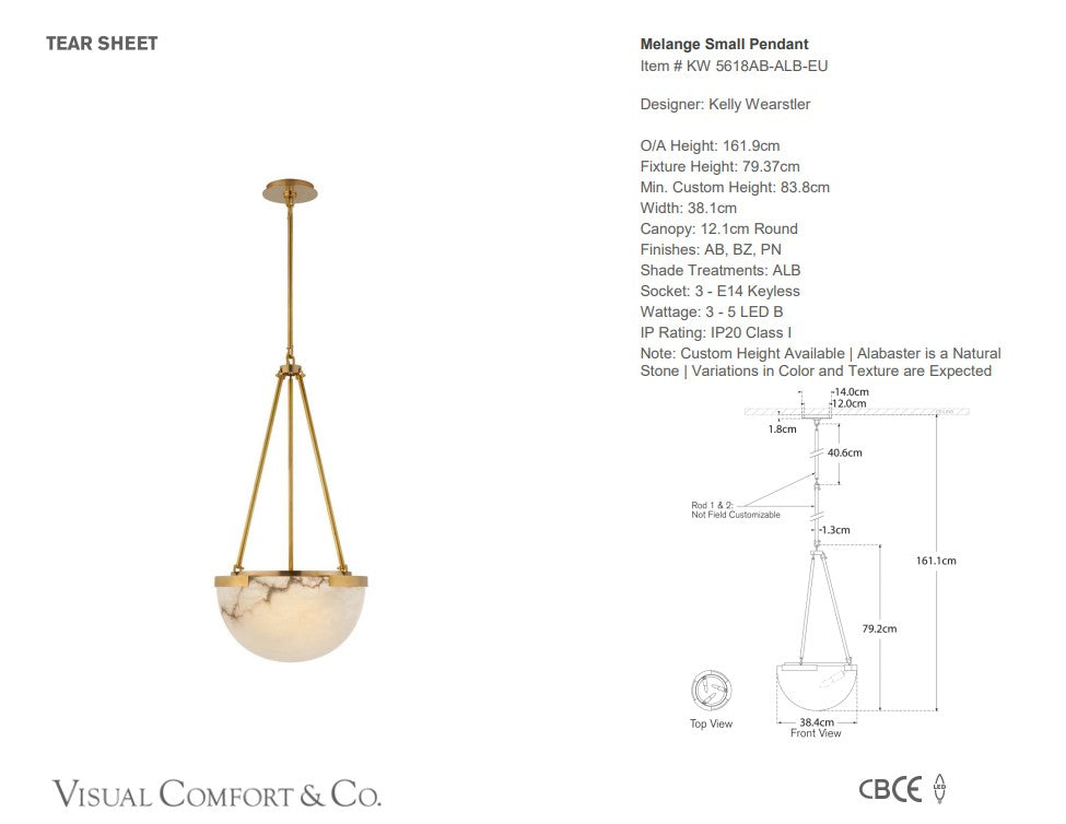 Visual Comfort Kelly Wearstler Melange Small Pendant