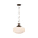 Milton Road Pendant – timeless White Glass Shade with an Antique Nickel finish, designed by Thomas O’Brien.