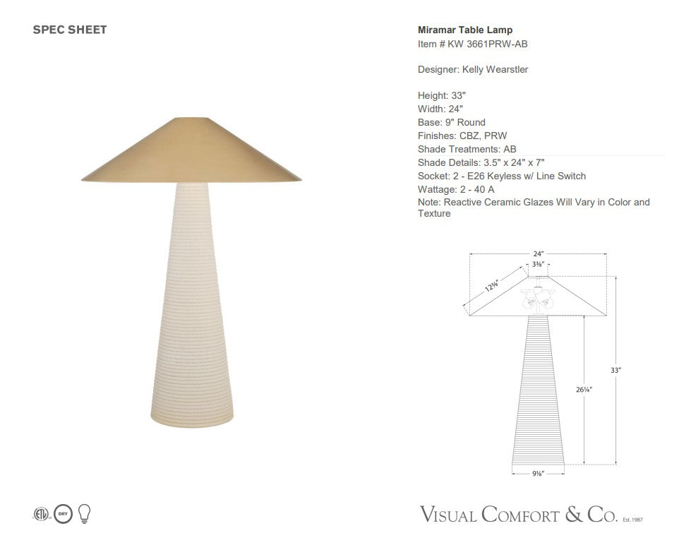 Visual Comfort Kelly Wearstler Miramar Table Lamp