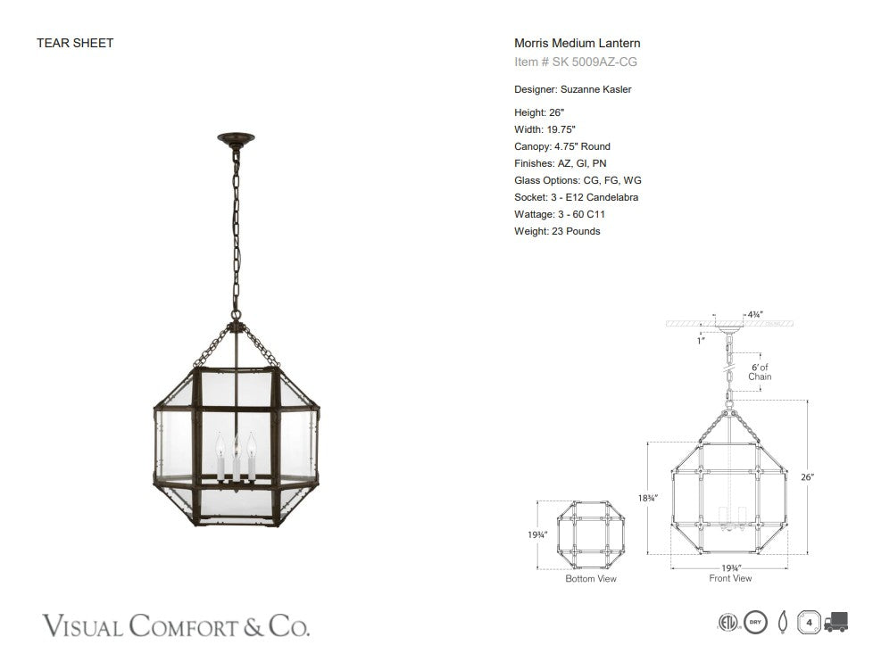 Visual Comfort Suzanne Kasler Morris Medium Lantern