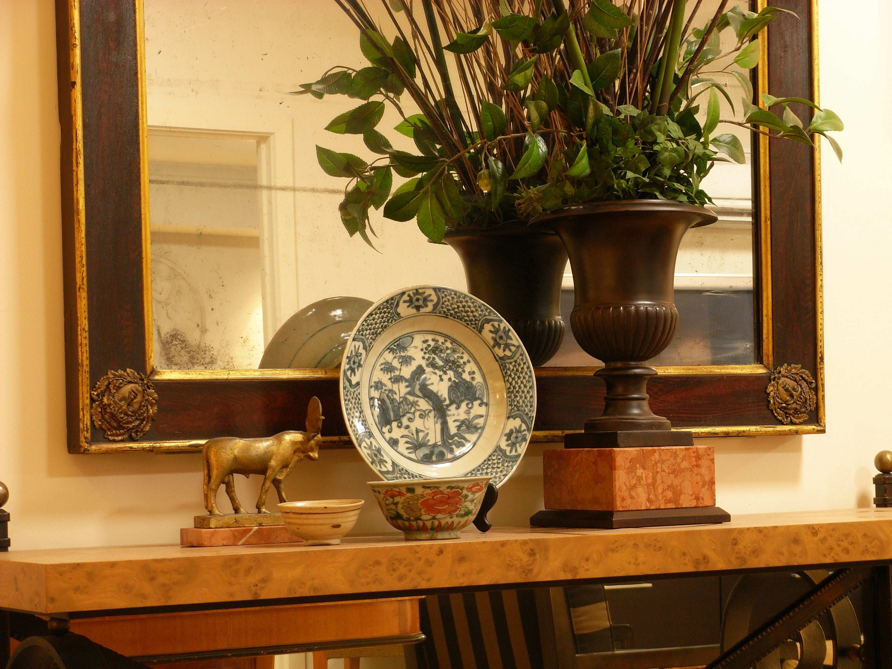 Large Italian Faux timber with Gilt edges Mirror