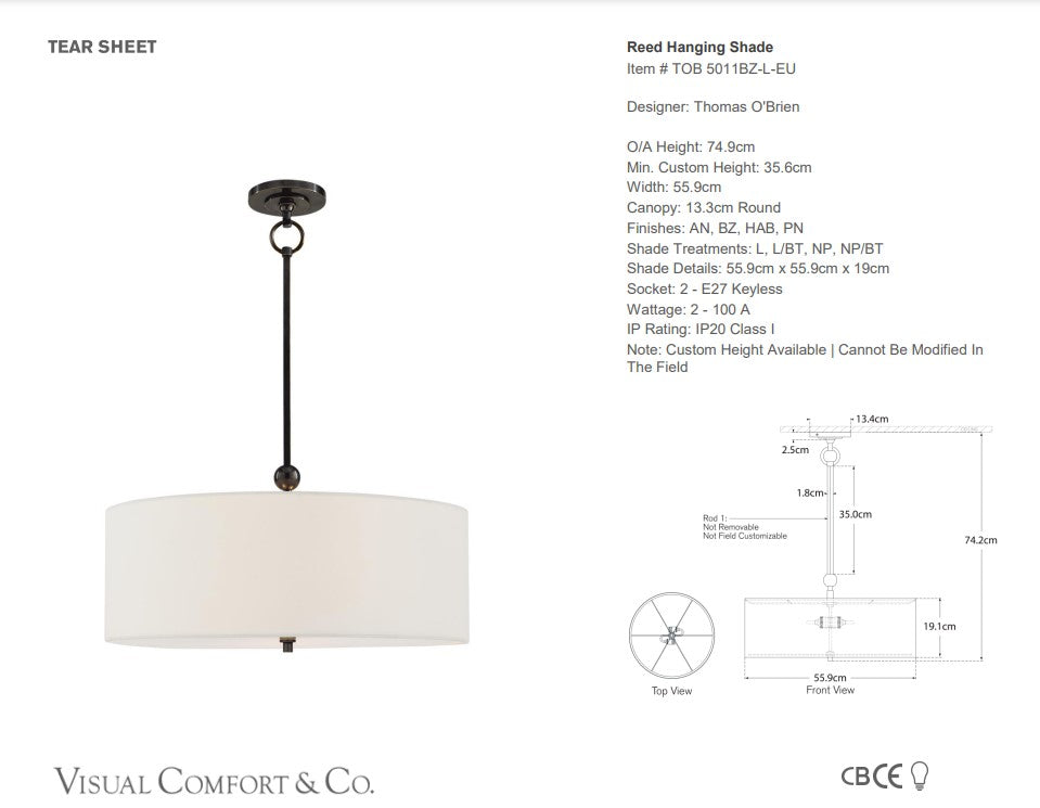 Visual Comfort Thomas O'Brien Reed Hanging Shade