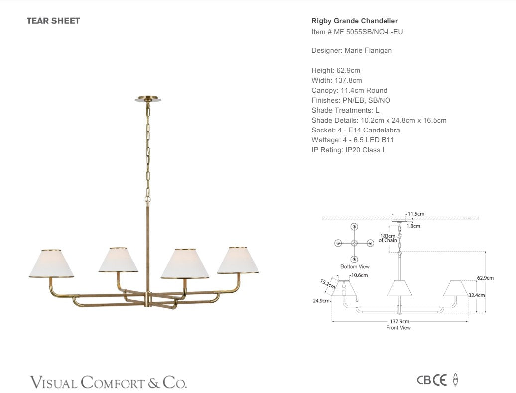 Visual Comfort Marie Flanigan Rigby Grande Chandelier