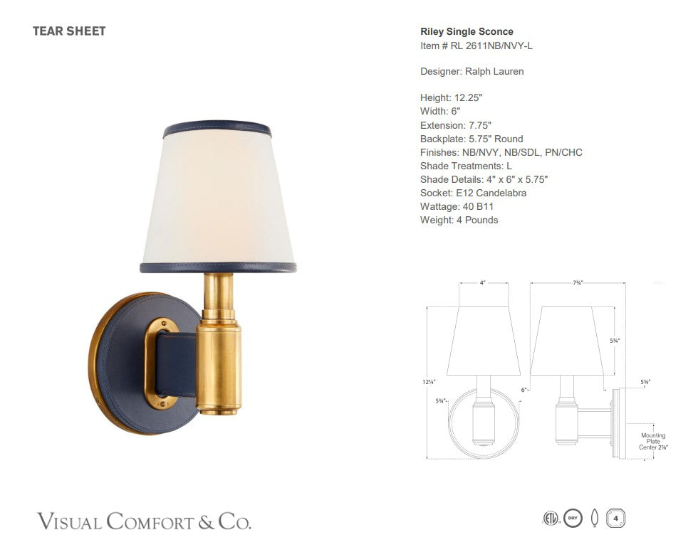 Ralph Lauren Riley Single Sconce
