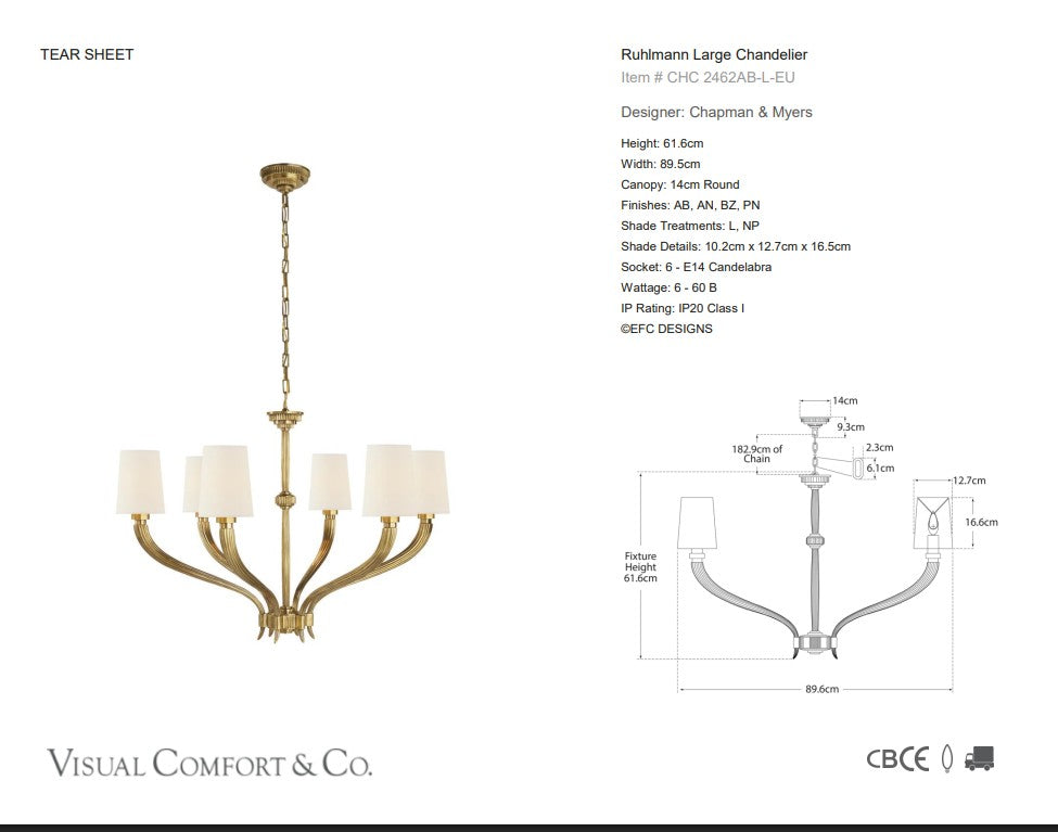 Visual Comfort Chapman & Myers Ruhlmann Large Chandelier
