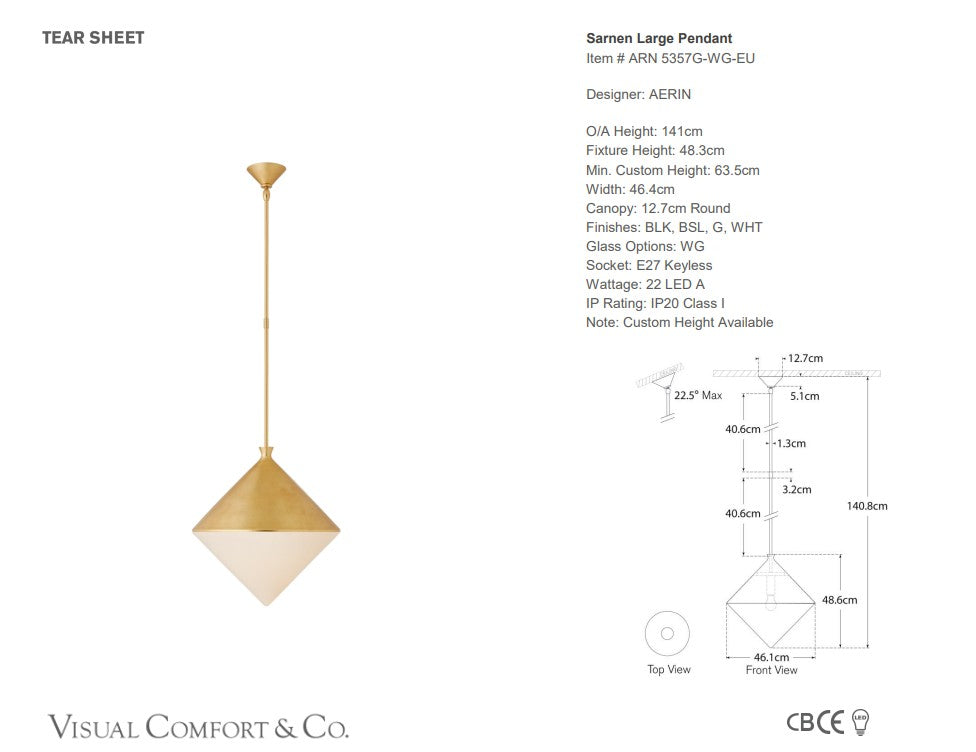 Visual Comfort AERIN Sarnen Large Pendant