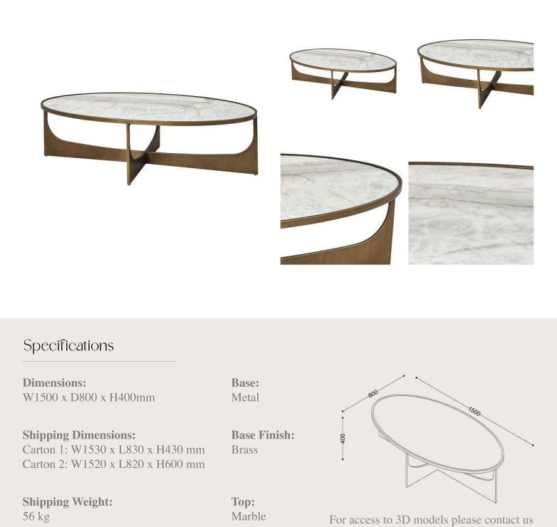 Marble and Brass Coffee Table