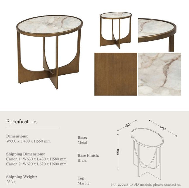 Marble and Brass Side Table