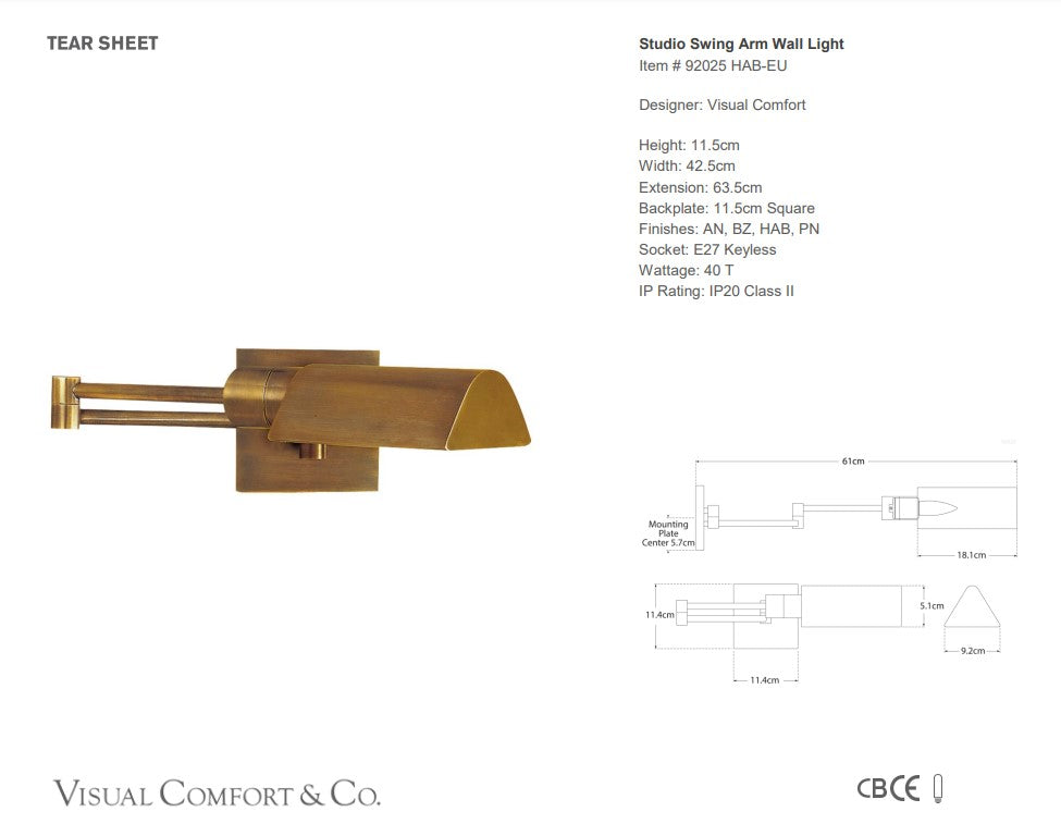 Visual Comfort Studio VC Studio Swing Arm Wall Light