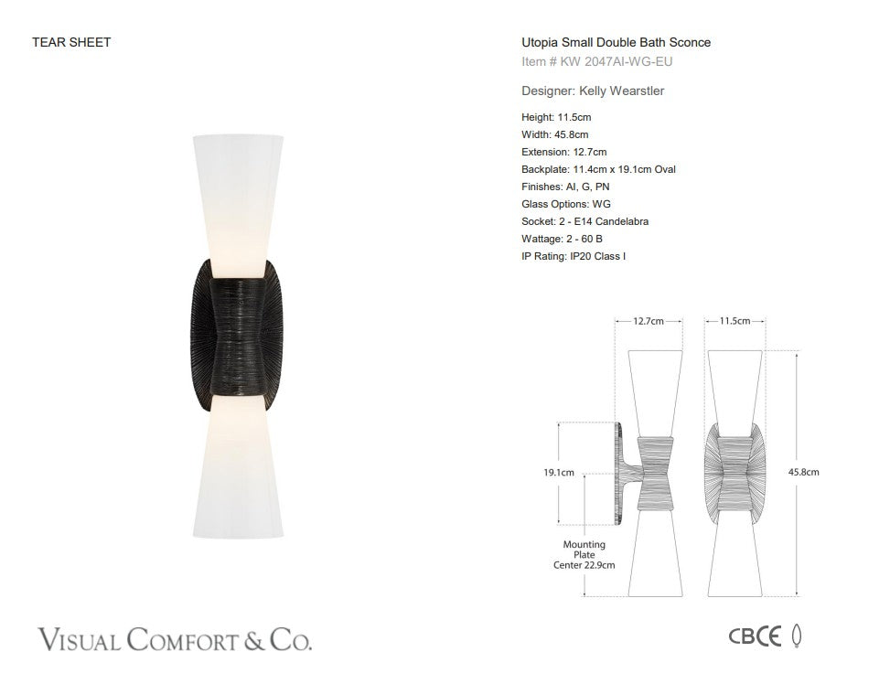 Visual Comfort Kelly Wearstler Utopia Small Double Bath Sconce