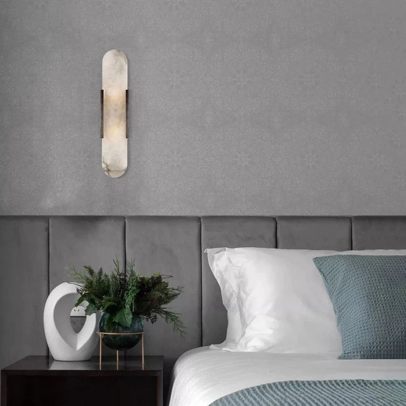 Alabaster and Brass Wall Sconce 50cm - Oscar and Mila