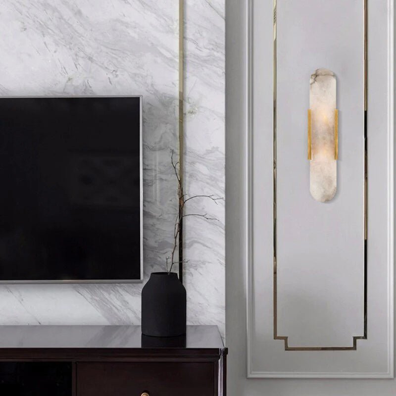 Alabaster and Brass Wall Sconce 50cm - Oscar and Mila