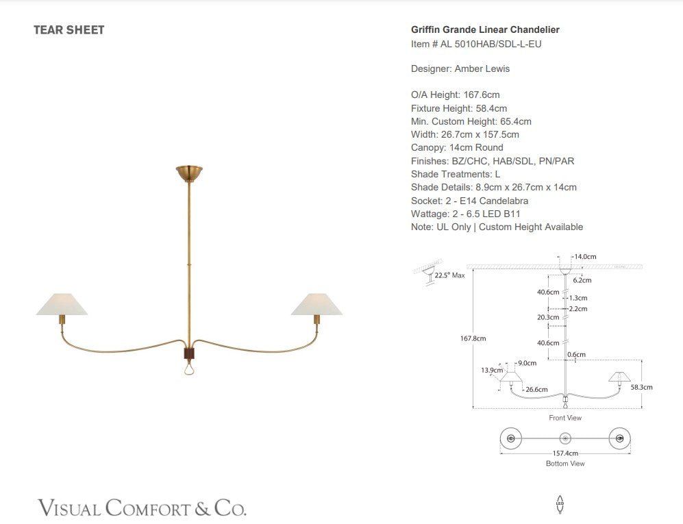 Amber Lewis Hampton Griffin Grande Linear Chandelier - Oscar and Mila