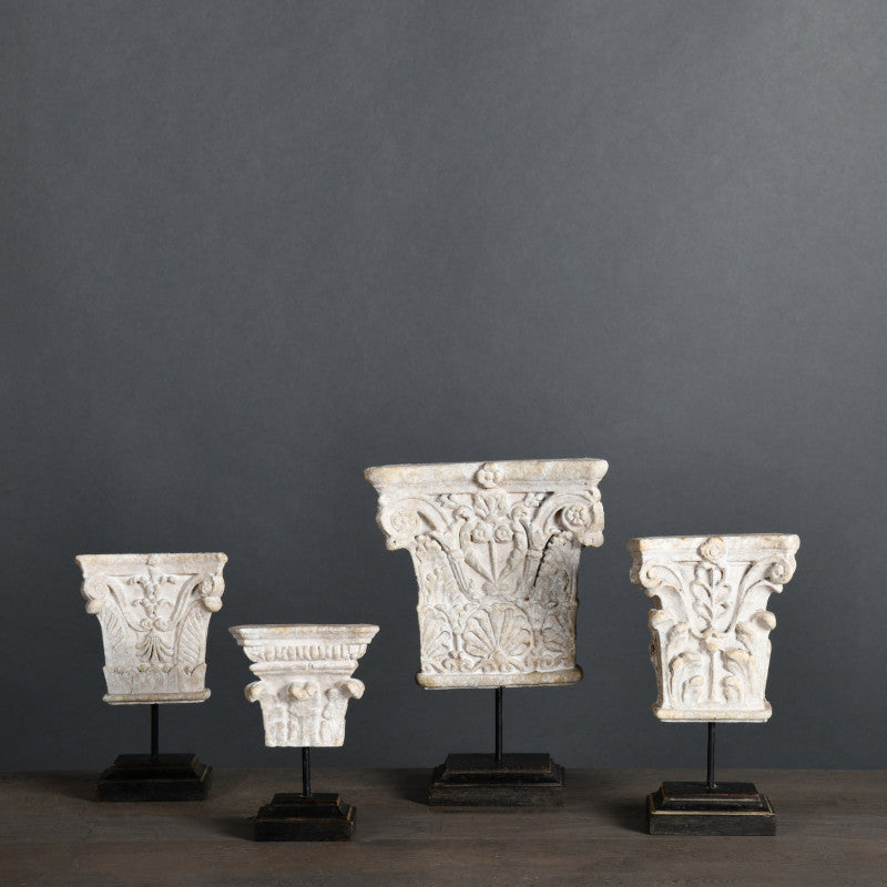 Set of 4 Empire Period Column Capitals – 19th-century Parisian sculptors' workshop models, showcasing classic Fine Arts craftsmanship.