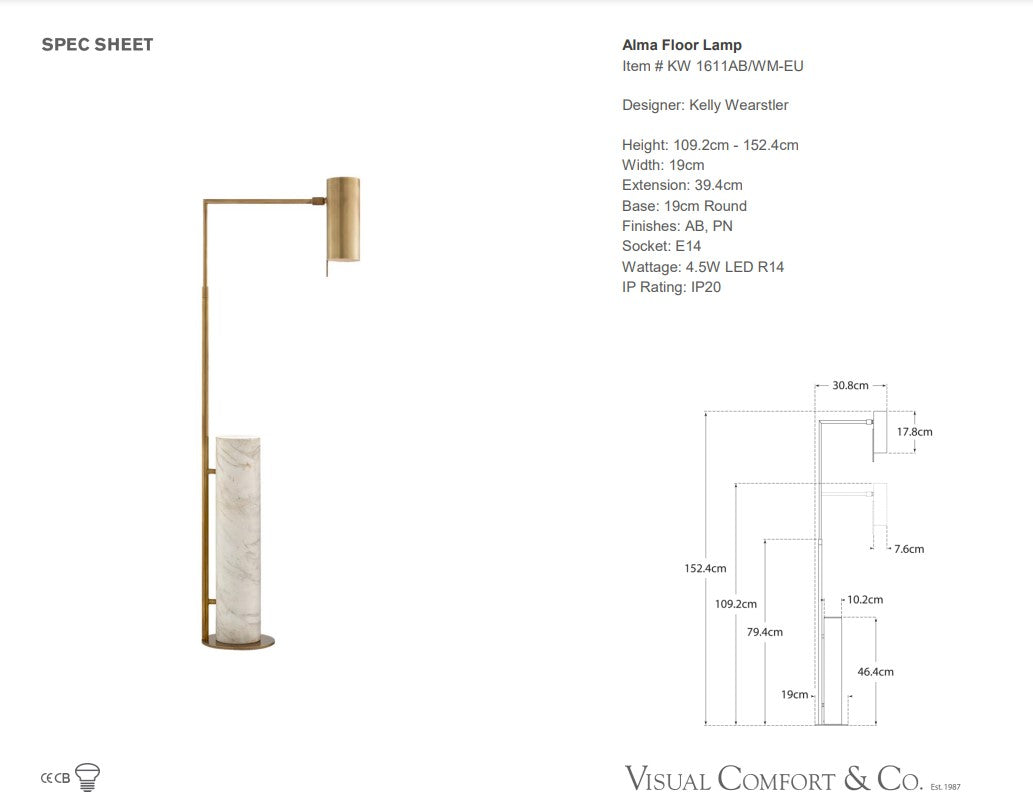 Visual Comfort Kelly Wearstler Alma Floor Lamp