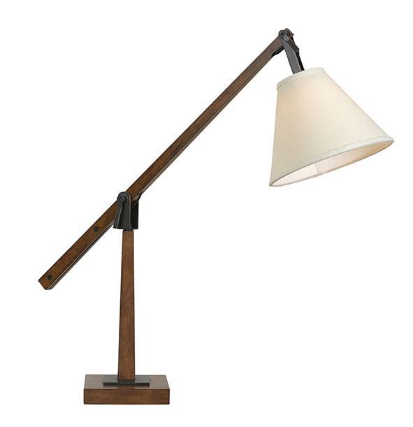 Timber Table Lamp with Adjustable Arm and Shade