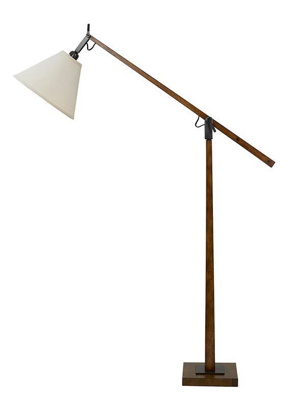 Timber Floor Lamp with Adjustable Arm with Empire Shade