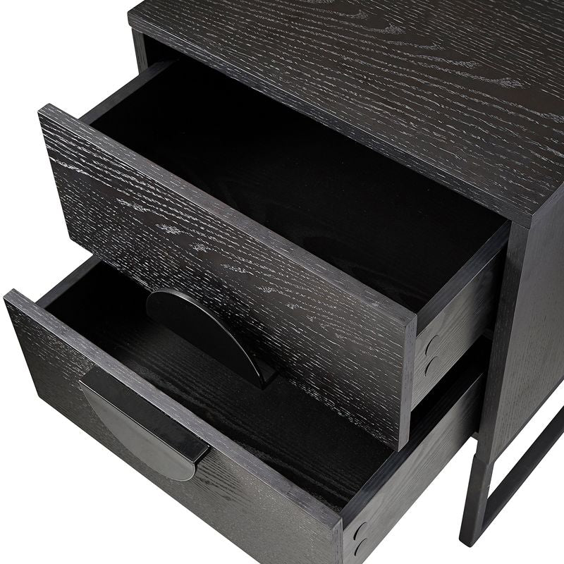 Ula 2-Drawer Black Beside table w/Black