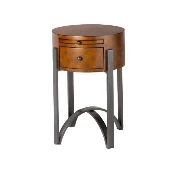 Lillian Circular Side Table in Rubberwood with Bronze Legs