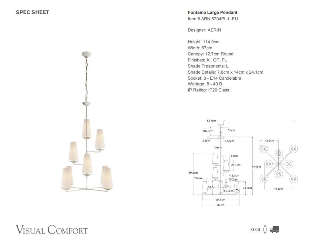 Visual Comfort AERIN Fontaine Vertical Chandelier