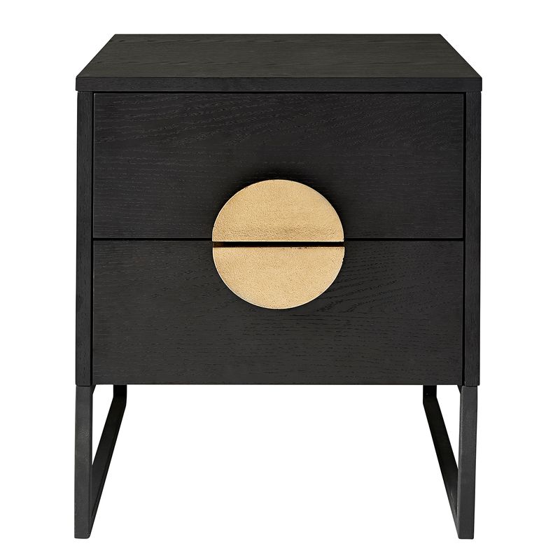 Ula 2-Drawer Black Beside table w/Gold