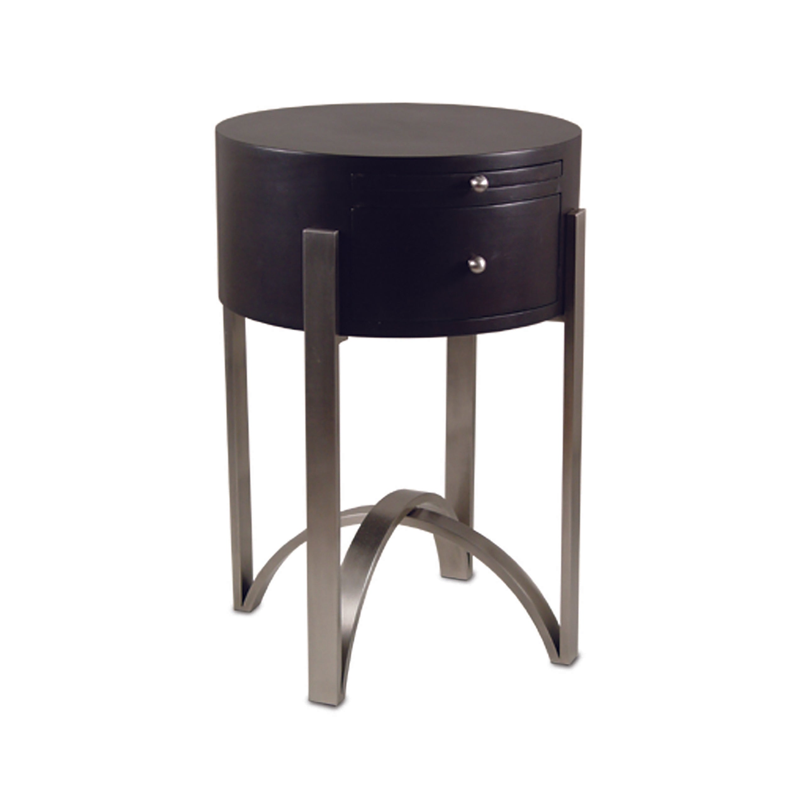 Lillian Circular Table in Wengi with Brushed Nickel