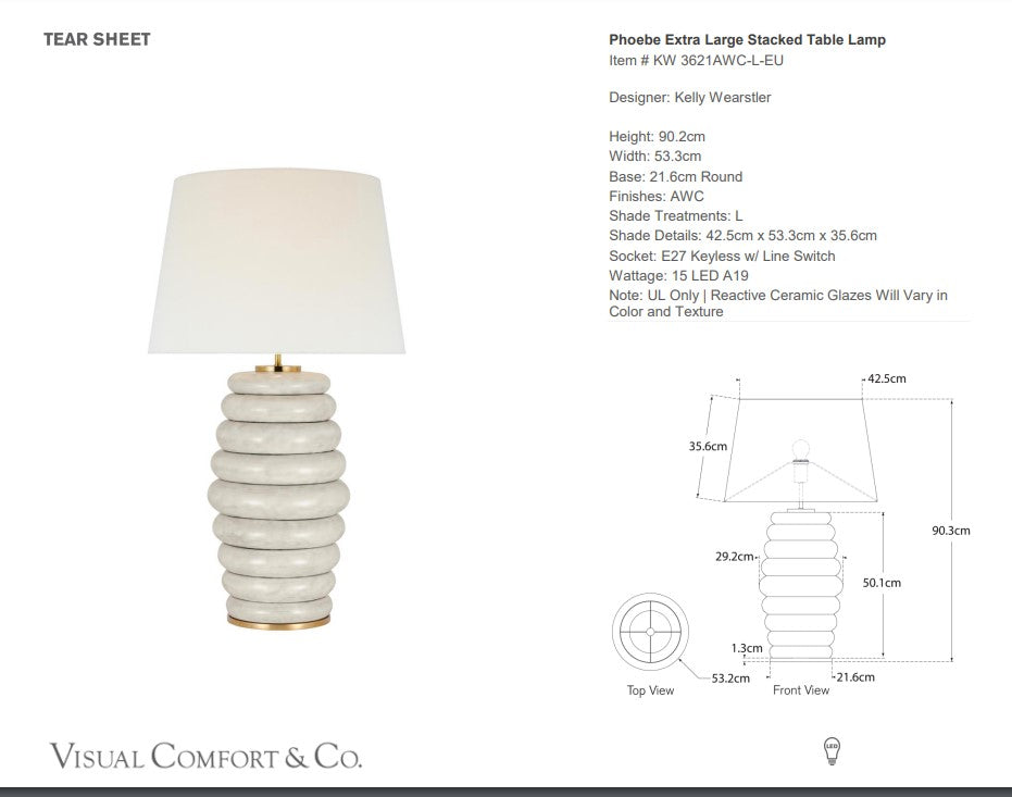 Visual Comfort Kelly Wearstler Extra Large Phoebe Stacked Table Lamp